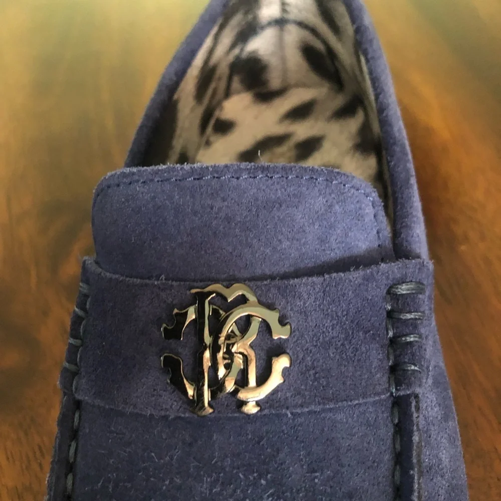 Roberto Cavalli Monogram Suede Loafers